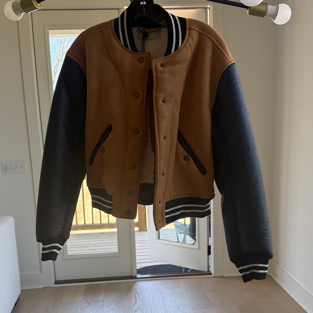 Blank NYC Tan and Black Bomber Jacket - Picture 2 of 6